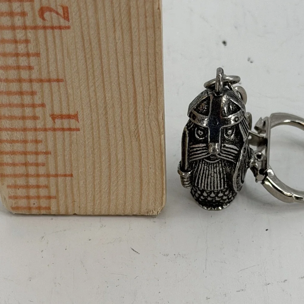Vintage WRL British Pewter Viking Keychain Norseman Sword Shield Souvenir Gothic